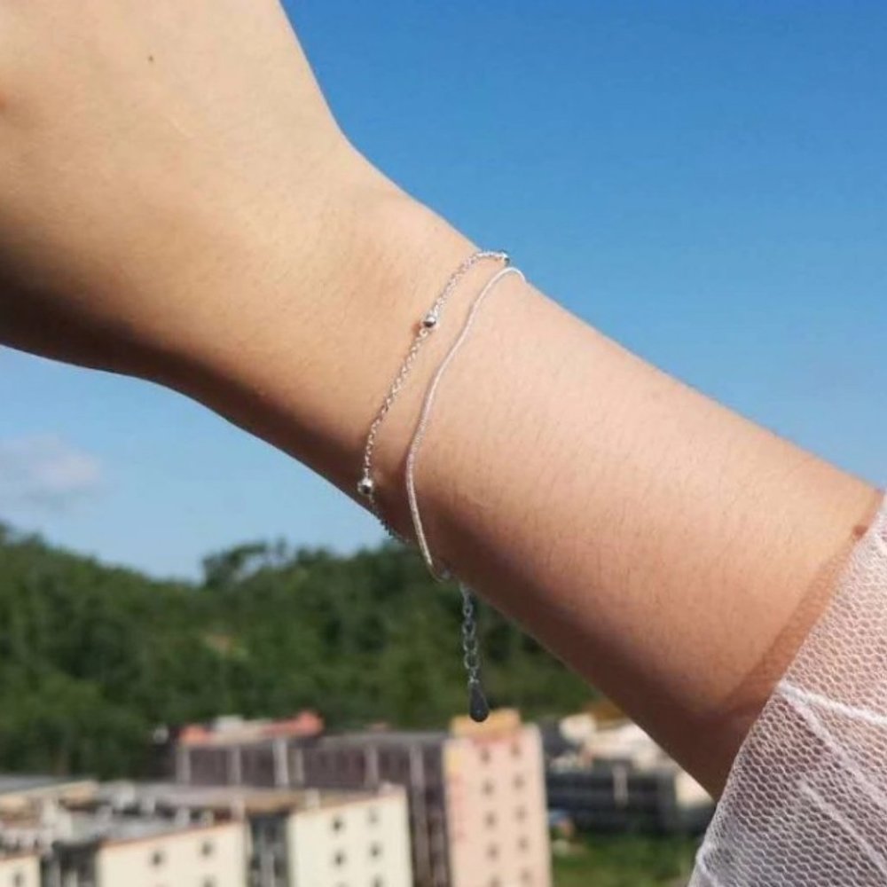 NEW Sterling Silver Double chain Bracelet - Picture 3 of 5